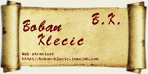 Boban Klecić vizit kartica